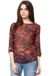 Trend18 Casual 3/4 Sleeve Printed Women's Top